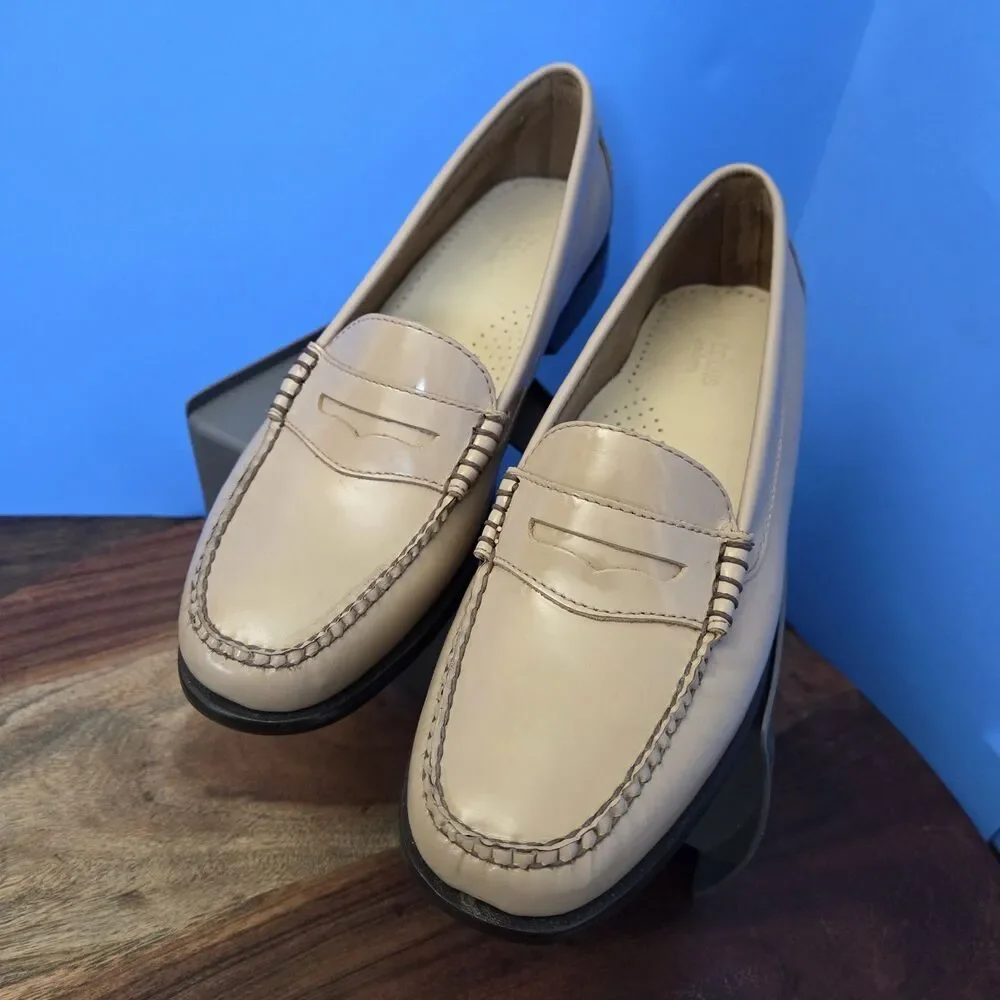 G.H. Bass Weejuns Penny Loafer Patent Leather Women’s 7.5/8M Taupe 3986 175 - Picture 1 of 14